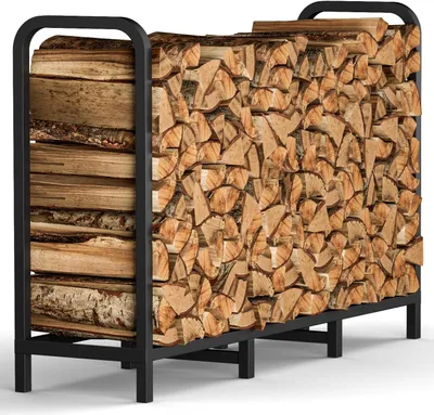 Obrázek produktu pro Regál na dřevo do zahrady, rozměry 122 cm, nastavitelný, kovový