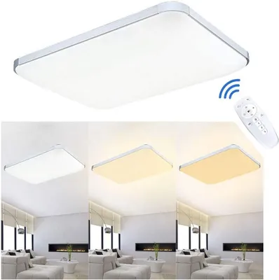 Produktbild von UISEBRT 72W Dimmbar Deckenleuchte Modern Deckenlampe Flur Lampe für Schlafzimmer, Kinderzimmer, Küche, Büro, Flur, Bad, Innen IP44, Rechteck