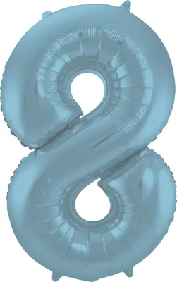 Produktbild von Folienballon Zahl 8 Pastellblau Metallic Matt 86cm