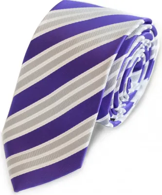 Produktbild von Fabio Farini - 1 Stück Herren Krawatte Lila - verschiedene Lila Männer Schlips in 6cm Schmal (6cm), Lila Grau Weiß - Amethyst/Baumwolle