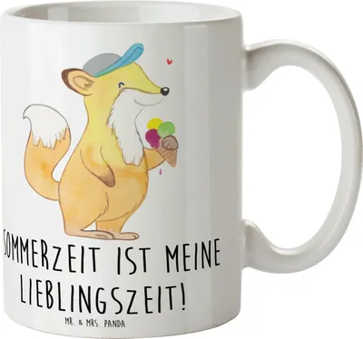 Produktbild von Mr. & Mrs. Panda Kaffeetasse Sommer Freude - Weiß - Geschenk, Inspiration, Summer Feelings, Frühling, Tasse, Teetasse, Wetter während des Jahres, Pott, Strand, barfuß