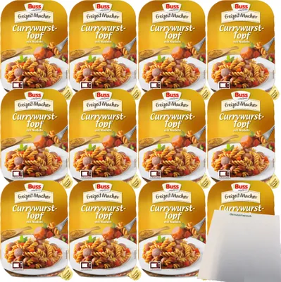 Produktbild von Buss Freizeitmacher Currywursttopf mit Nudeln und Paprika VPE (12x300g Packung) + usy Block