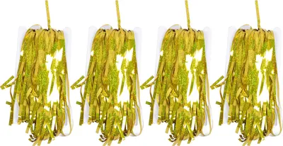 Produktbild von 4-teiliges Set Lametta-Türvorhang, faltbar, wiederverwendbar, metallische Lametta-Folie, Fransenvorhang für Partys, goldfarben