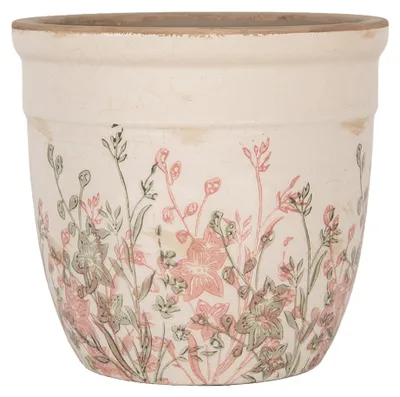 Productafbeelding van Clayre & Eef bloempot, diameter 18 cm, hoogte 17 cm, beige, keramiek, voor bloemen