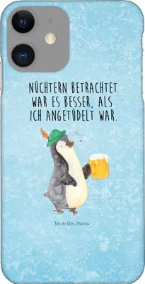Produktbild von Mr. & Mrs. Panda Iphone 11 Handyhülle Pinguin Bier - Eisblau - Geschenk, Hülle, Handy Schutzhülle, Cover, Angetüdelt, Case, Feierabend, Beschwippst,