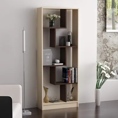 Immagine prodotto di HOMIDEA Campo: libreria a colonna, scaffale da salotto, scaffale da ufficio, design moderno (faggio - wengé)
