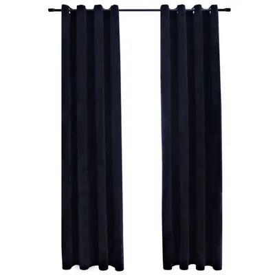 Image de vidaXL Rideaux occultants avec œillets 2 pcs. velours noir 140x245 cm
