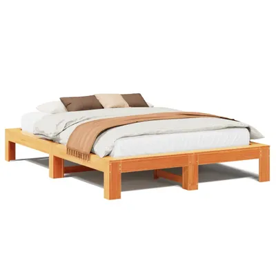 Produktbild von vidaXL Massivholzbett ohne Matratze Wachsbraun 140x200 cm Kiefernholz