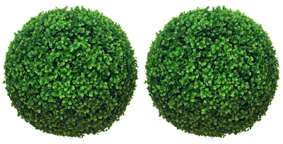 Image de Boules décoratives en buis artificielles - Lot de 2 - Diamètre 40 cm - Pour intérieur - Décoration d'intérieur - Vert
