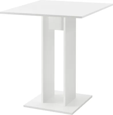 Produktbild von Küchentisch Quadratisch 65 x 65 x 78 cm Säulentisch Esszimmertisch aus Spanplatte Speisetisch Tisch Weiß matt [en.casa]
