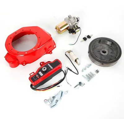 Obrázek produktu pro Sada pro přestavbu na elektrický start – čtyřtaktní benzínový motor GX160/GX200 5,5/6,5 k – 12V startér, setrvačník, stator – pro generátor 2–3 kW – červený