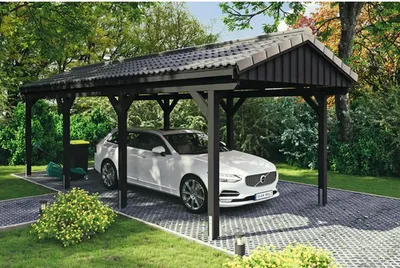 Produktbild von Einzelcarport SKAN HOLZ Fichtelberg inkl. Pfostenanker 317 x 808 cm anthrazit