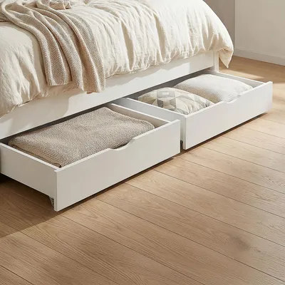 Produktbild von Homestyle4u Bettkasten 2 er Set Schublade Aufbewahrung Bettschublade Bettauszug Weiß