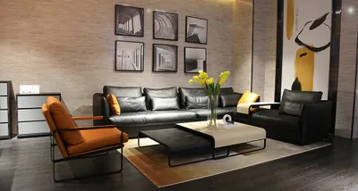 Zdjęcie produktu dla Włoskie skórzane meble do salonu Narożnik Sofa Zestaw wypoczynkowy Narożnik
