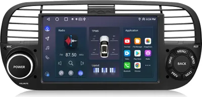 Obrázok produktu pre 2+64 GB CarPlay pre FIAT 500 2007–2015, 7", Android 15, autorádio, GPS navigácia, Wi-Fi, Bluetooth, FM, RDS, DSP, DAB+, SWC, 2DIN, 4-jadrový procesor
