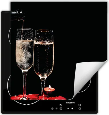 Produktbild von DarHaus Herdabdeckplatte 60x52 cm Anti Rutsch Matte Aufrollbar, schwarz - rot - Wein