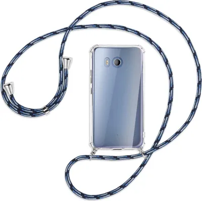 Produktbild von Handykette Backcover-Schutzhülle mit Band (Metall silberfarben) für HTC U11 - Blautöne