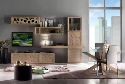 Produktbild von Wohnwand  Holz Stil Klassische Italienische Wohnzimmer Möbel Schrank