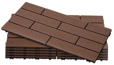 Obrázok produktu pre Eikuavons terasové dlaždice WPC, 30x60 cm, červenohnedej farby, 54 kusov, 9 m², systém kliknutia, vhodné do záhrady a na balkón