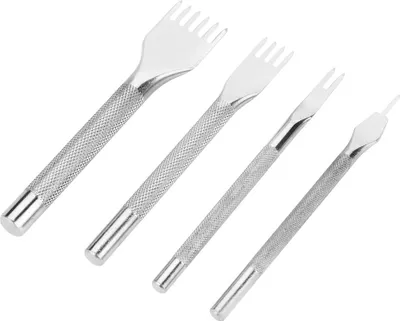 Obrázek produktu pro 4dílná sada děrovaček na kůži, 1/2/4/6 zinkové děrovačky, nerezové nářadí na šití, stříbrná barva