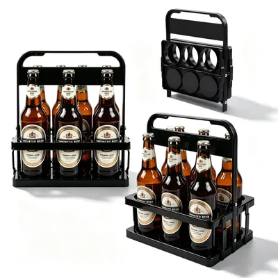 Productafbeelding van Flessenhouder voor 6 flessen, set van 2 opvouwbare flessenhouders
