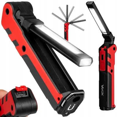 Produktbild von Vayox Werkstattlampe VA0104 | 360 lm | 270° | USB-C | Rot/Schwarz