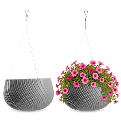 Image de KADAX Pot suspendu, pots de fleurs avec chaîne et crochet, pots suspendus pour fleurs grimpantes, cache-pots avec insert, protection des plantes pour l'intérieur et l'extérieur ( ? 32 cm, gris foncé), Image générée par une IA