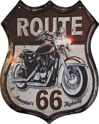Zdjęcie produktu dla Moritz blaszany znak 40 x 50 cm Route 66 znak drogowy motocykl dekoracja metalowy znak retro vintage retro powiedzenia śmieszne