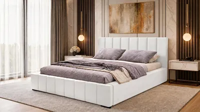 Produktbild von Nero Polsterbett 160x200 cm, Doppelbett mit Bettkasten, Velourstoff Hellgrau