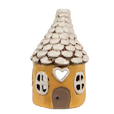 Immagine prodotto di Clayre & Eef Portacandele House Ø 11x17 cm in Vetroceramica gialla