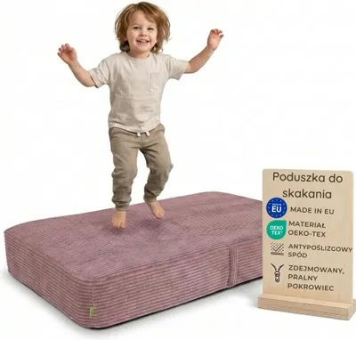 Zdjęcie produktu dla Pillows24 – Poduszka do skakania dla dzieci | 70x110x17 cm | Trampolina domowa dla dzieci ze sprężynami i pianką | Zdejmowany pokrowiec sztruksowy