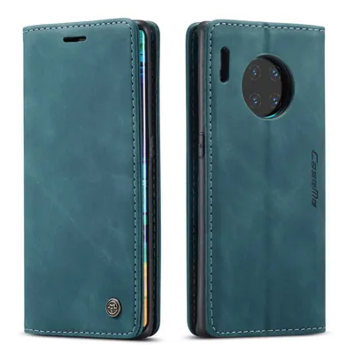 Immagine prodotto di Custodia Huawei Mate 30Pro, Custodia retrò in Finto cuoio, tasche per carte, chiusura magnetica, custodia con funzione stand per Huawei Mate 30Pro blu