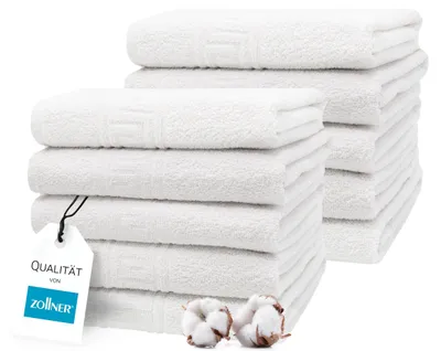 Produktbild von 10er Set Handtücher, 70% Baumwoll & 30% Polyester, 50x100 cm, weiß
