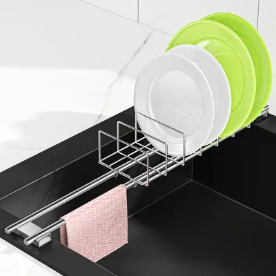 Imagen del producto de Estante de escurreplatos para vajilla - acero inoxidable, dorado