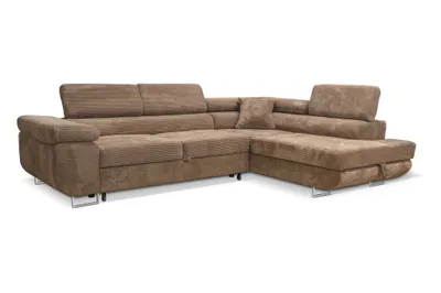 Produktbild von Ecksofa Aller L-form Schlafsofa in Braun Cord Eckcouch mit Schlaffunktion und Bettkasten, Rechte Ottomane