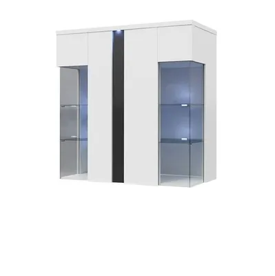 Obrázek produktu pro Závěsná vitrína s LED osvětlením BANTRY 4 - bílá / lesklá bílá / lesklá černá