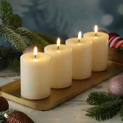 Produktbild von LED Kerzenset MIA - Echtwachs - H: 10cm/D: 7,5cm - mit Batterien/Fernbedienung - creme - 4er Set