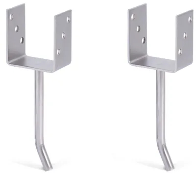 Produktbild von Alberts 2 x U-Pfostenträger mit Rundstahl-Betonanker, 91x104 mm, Betonanker 200 mm, feuerverzinkt, zum Einbetonieren