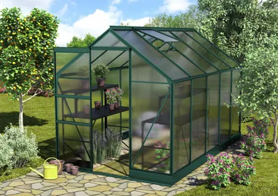 Obrázek produktu pro Skleník Vitavia Apollo 6200 polykarbonát 4 mm 195 x 323 cm zelený vč. základového rámu