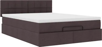 Produktbild von Ottoman-Bett mit Matratze Dunkelbraun 140x190 cm Stoff