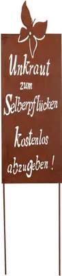 Produktbild von UNUS Gartenschild "Unkraut zum Selberpflücken" Edelrost Metall Spruch 66x22 cm