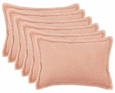 Imagen del producto de vidaXL Fundas de cojín, 6 unidades, HOUTEN, color rosa, 30 x 50 cm, tejido bouclé