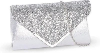 Productafbeelding van Unyqoos® Pailletten clutch, avondtasje met strass, 25 x 6 x 12 cm, met magneetsluiting en afneembare ketting – elegante envelopclutch voor bruiloft en feest