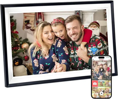 Produktbild von 15,6 Zoll Digitaler Bilderrahmen, Frameo Bilderrahmen, Elektronischer Bilderrahmen, 1920x1080 FHD IPS Touchscreen, 32GB Speicher, Wandmontage