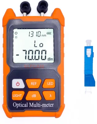 Produktbild von Elfcam - Optisches Multimeter E-200 (Leistungsmessgerät + VFL) - Fasertest -70 dBm bis +6 dBm, SC-LC-Adapter, Hohe Präzision, Lange Laufzeit, Ideal für FTTH, Rechenzentren, optische Netzwerke