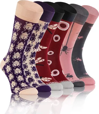 Produktbild von sesto senso Lustige Bunte Verrückt Socken Baumwolle Damen Herren 3 Pack Gemusterte Ungleiche Funny Socks Oddsocks Libelle Stubenfliege Maikäfer 39-42 3 Würmer