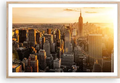 Produktbild von Gerahmtes Poster - Rahmen in heller Eiche - New York Wolkenkratzer Manhattan - 91,5x61 cm - Wand Bild - Wanddeko - Wandbilder - Wandposter - Bilderrahmen - Bilder - Kunstdruck - P2NAA91x61-2672