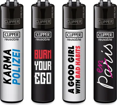 Produktbild von Clipper Reibradfeuerzeuge FFX Mix Slogan #1, 4 Stück