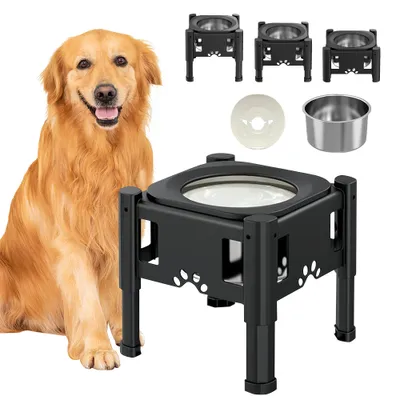 Produktbild von Wassernapf für Hunde,Hundenäpfe Groß,Hundenapf Erhöht mit 3 Höhen für Mittlere und Kleine Hunde Schwarz