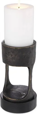 Obrázok produktu pre Casa Padrino luxusný svietnik bronzová farba / čierna Ø 13 x V. 24 cm - Mosadzný svietnik s granitovým podstavcom - Dekoratívne doplnky